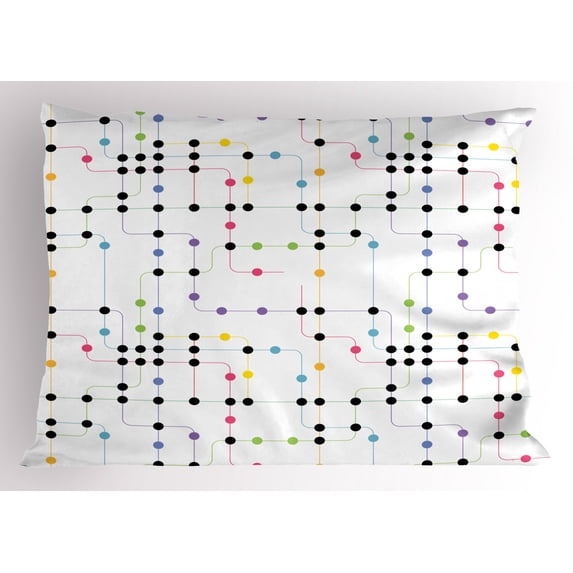 Ambesonne Colorful Pillow Sham, City Metro Scheme, 36" X 20", Multicolor