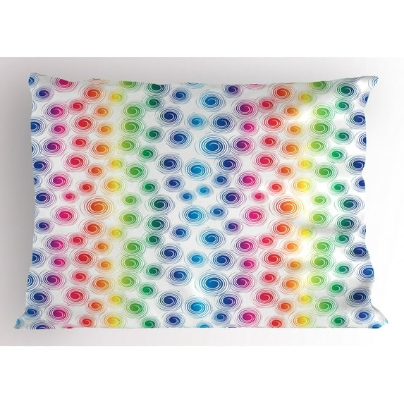 Ambesonne Colorful Pillow Sham, Funky Geometric Retro, 26" X 20", Multicolor