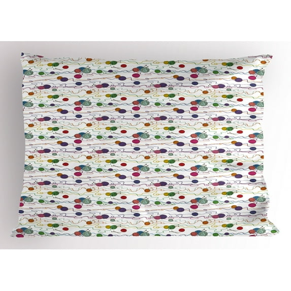 Ambesonne Colorful Pillow Sham, Hobby Themed Balls, 36" X 20", Multicolor