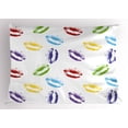 thumbnail image 1 of Ambesonne Colorful Pillow Sham, Seductive Lips Kisses Art, 26" X 20", Multicolor, 1 of 2