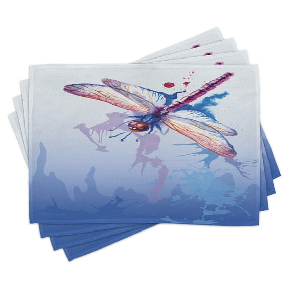 Ambesonne Colorful Place Mats Set of 4, Abstract Dragonfly, Standard Size, Multicolor