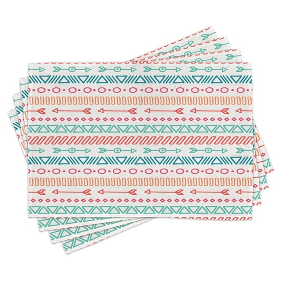 Ambesonne Colorful Place Mats Set of 4, Aztec Tribe Maya Arrow, Standard Size, Multicolor