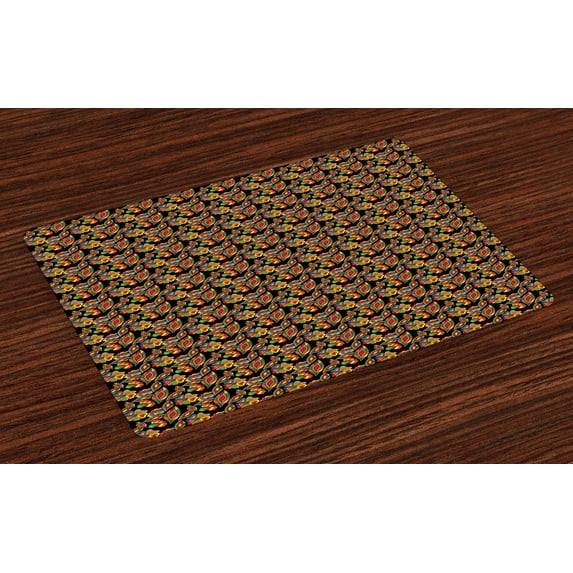 Ambesonne Colorful Place Mats Set of 4, Exotic Autumn Garden, Standard Size, Multicolor