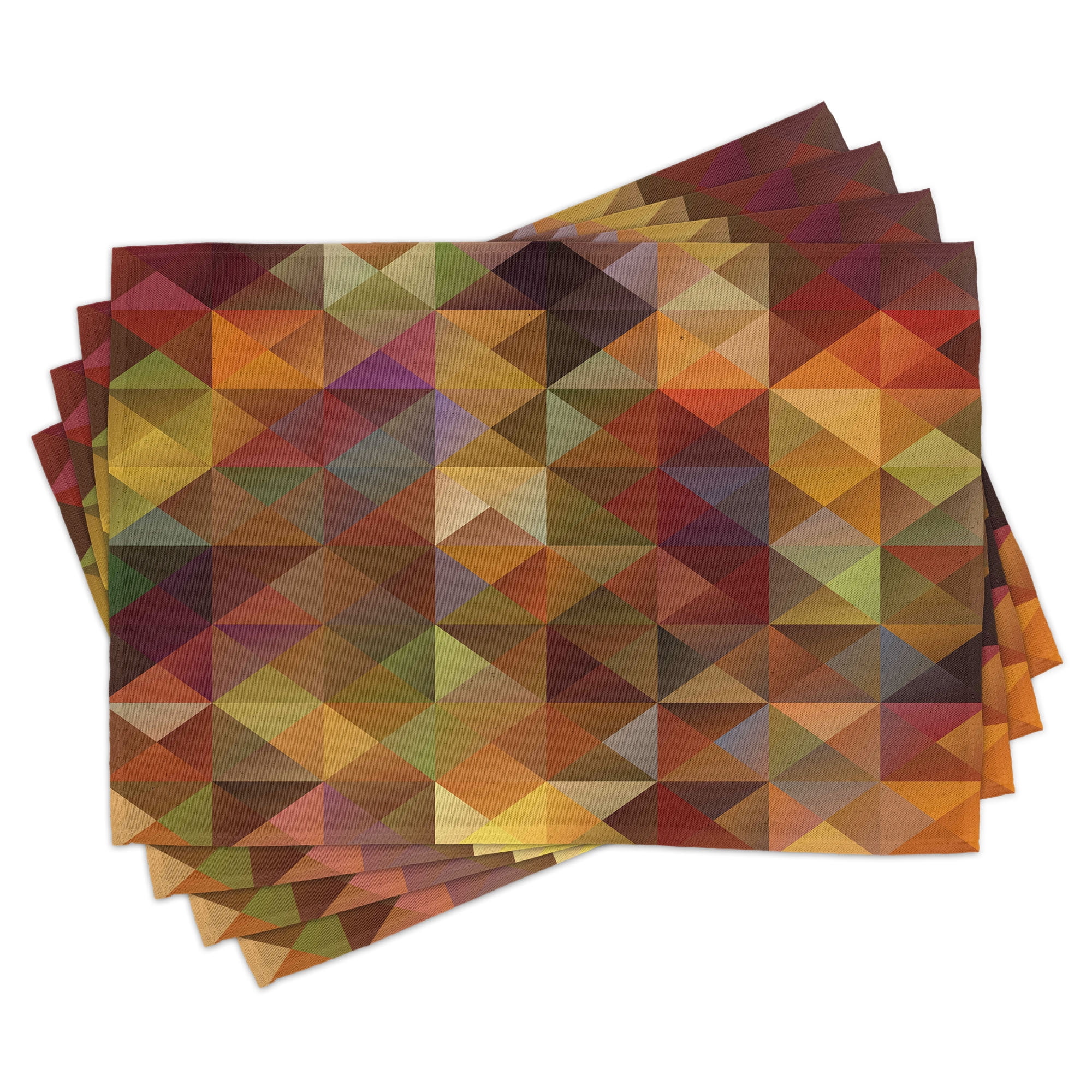 Ambesonne Colorful Place Mats Set of 4, Grid Mosaic Geometric, Standard ...