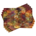 thumbnail image 1 of Ambesonne Colorful Place Mats Set of 4, Grid Mosaic Geometric, Standard Size, Brown and Marigold, 1 of 6