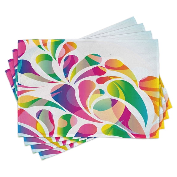 Ambesonne Colorful Place Mats Set of 4, Leaf Shape Vivid Forms, Standard Size, Multicolor