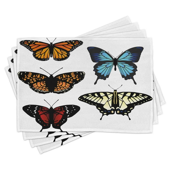 Ambesonne Colorful Place Mats Set of 4, Monarch Wings Abstract, Standard Size, Multicolor