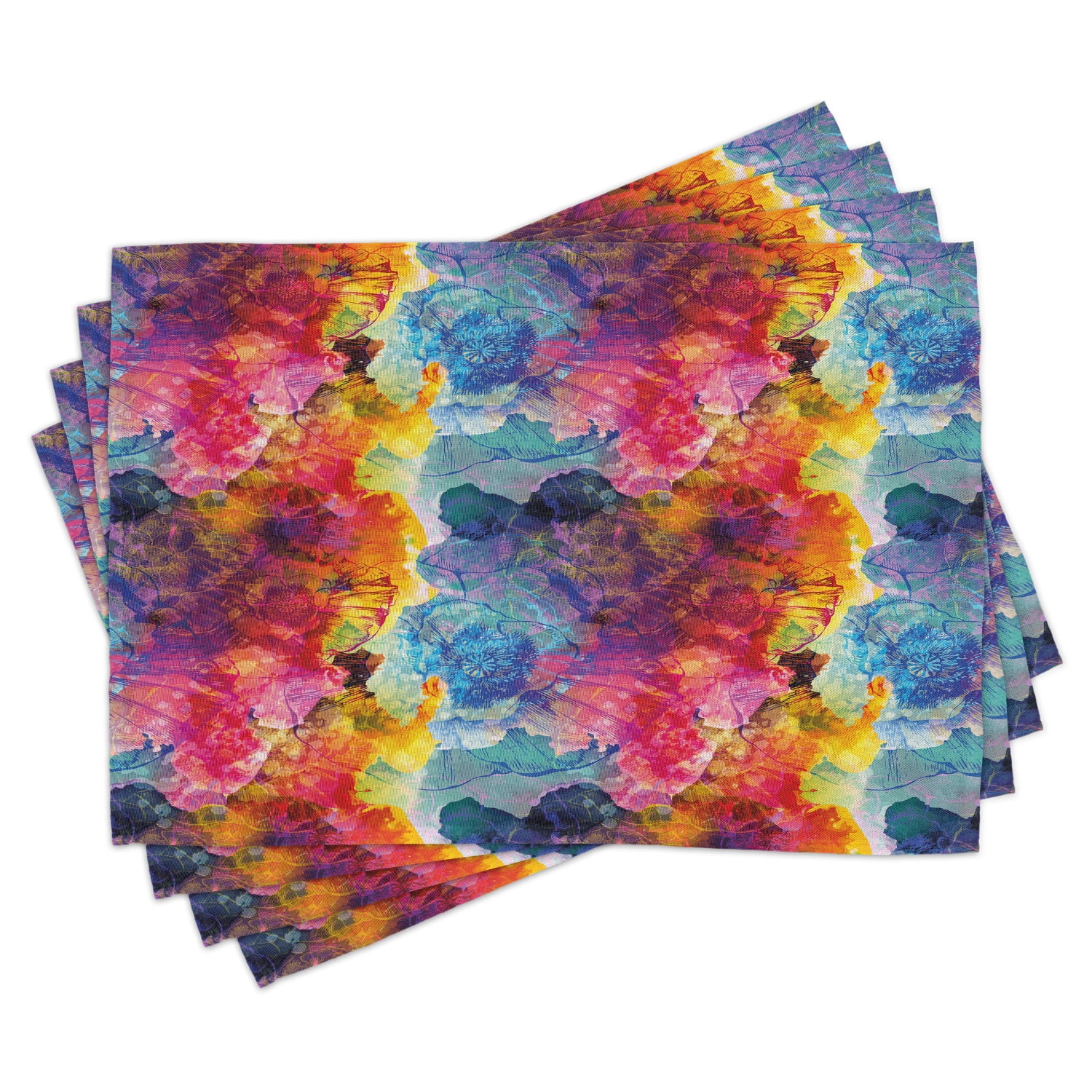 Ambesonne Colorful Place Mats Set of 4, Seamless Abstract Art, Standard ...