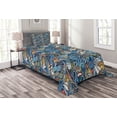 thumbnail image 1 of Ambesonne Colorful Quilted Bedspread Set 2 Pcs, Abstract Sea Shells, Twin Size, Blue Multicolor, 1 of 3