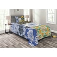 thumbnail image 1 of Ambesonne Colorful Quilted Bedspread Set 2 Pcs, Boho Portugese Tiles, Twin Size, Multicolor, 1 of 3