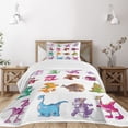 thumbnail image 1 of Ambesonne Colorful Quilted Bedspread Set 2 Pcs, Dinosaurs Extinction, Twin Size, Multicolor, 1 of 3