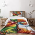 thumbnail image 1 of Ambesonne Colorful Quilted Bedspread Set 2 Pcs, Dreamy Winter Meadow Tree, Twin Size, Burnt Orange Fern Green, 1 of 4