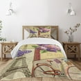 thumbnail image 1 of Ambesonne Colorful Quilted Bedspread Set 2 Pcs, French Landmarks Tower, Twin Size, Multicolor, 1 of 5
