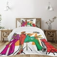 thumbnail image 1 of Ambesonne Colorful Quilted Bedspread Set 2 Pcs, Jazz Band on Stage, Twin Size, Multicolor, 1 of 3