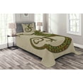 thumbnail image 1 of Ambesonne Colorful Quilted Bedspread Set 2 Pcs, Lizard Pattern, Twin Size, Green Tan, 1 of 3