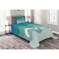 thumbnail image 1 of Ambesonne Colorful Quilted Bedspread Set 2 Pcs, Nautical Paper Boat, Twin Size, Blue Sea Green White, 1 of 3