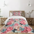 thumbnail image 1 of Ambesonne Colorful Quilted Bedspread Set 2 Pcs, Peony Rose Butterflies, Twin Size, Multicolor, 1 of 5