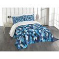 thumbnail image 1 of Ambesonne Colorful Quilted Bedspread Set 3 Pcs, Blue Toned Hexagons, Queen Size, Multicolor, 1 of 5