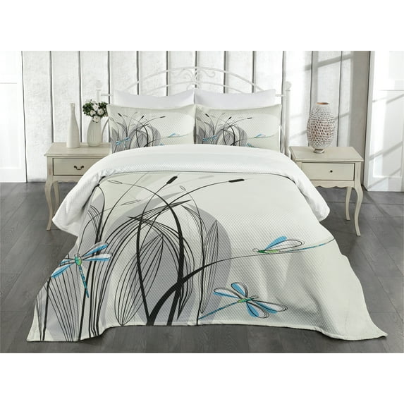 Ambesonne Colorful Quilted Bedspread Set 3 Pcs, Boho Nature Spring, King Size, Multicolor