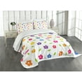 thumbnail image 1 of Ambesonne Colorful Quilted Bedspread Set 3 Pcs, Daisies Leaves Meadow, King Size, Multicolor, 1 of 5