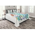 thumbnail image 1 of Ambesonne Colorful Quilted Bedspread Set 3 Pcs, Feathers Eyes Vision, Queen Size, Multicolor, 1 of 3