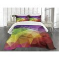 thumbnail image 1 of Ambesonne Colorful Quilted Bedspread Set 3 Pcs, Geometry Shape Polygon, Queen Size, Multicolor, 1 of 5