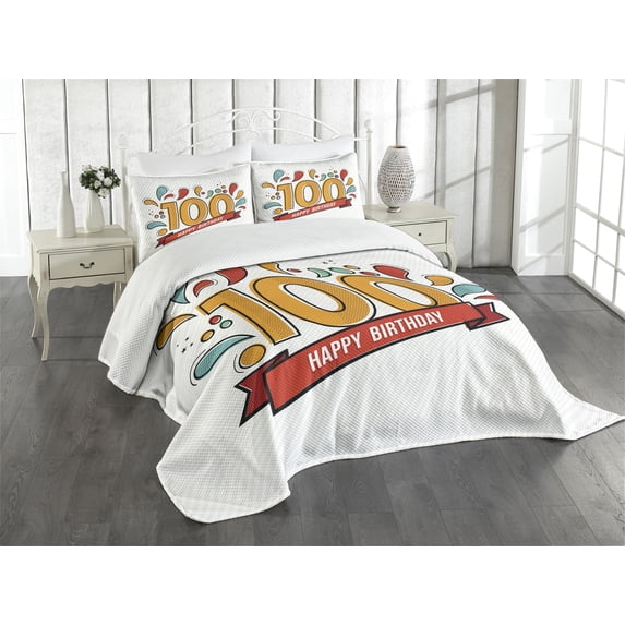 Ambesonne Colorful Quilted Bedspread Set 3 Pcs, Growing Old Image, Queen Size, Multicolor