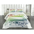 thumbnail image 1 of Ambesonne Colorful Quilted Bedspread Set 3 Pcs, Grunge Summer Scenery, King Size, Multicolor, 1 of 5