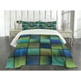thumbnail image 1 of Ambesonne Colorful Quilted Bedspread Set 3 Pcs, Modern Geometric Bohem, Queen Size, Blue Green, 1 of 3