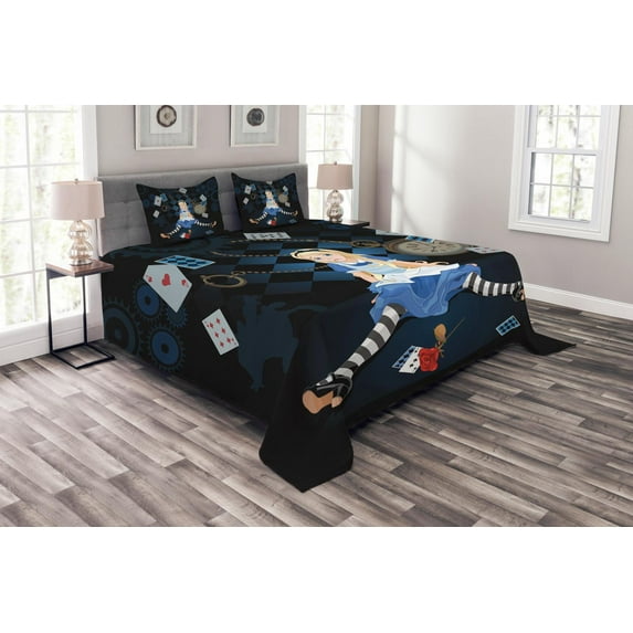 Ambesonne Colorful Quilted Bedspread Set 3 Pcs, Rose Flowers, King Size, Multicolor