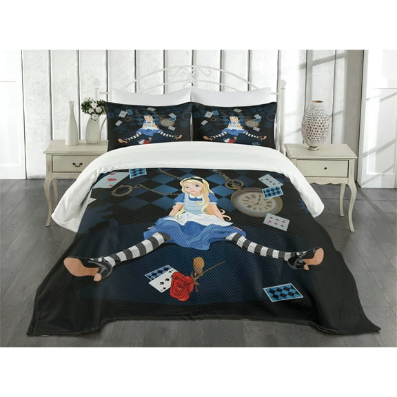 Ambesonne Colorful Quilted Bedspread Set 3 Pcs, Rose Flowers, Queen Size, Multicolor