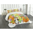 thumbnail image 1 of Ambesonne Colorful Quilted Bedspread Set 3 Pcs, Savannah Animal Birthday, Queen Size, Multicolor, 1 of 5