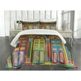 thumbnail image 1 of Ambesonne Colorful Quilted Bedspread Set 3 Pcs, Scenes from Singapore, Queen Size, Multicolor, 1 of 5