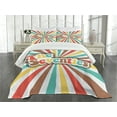 thumbnail image 1 of Ambesonne Colorful Quilted Bedspread Set 3 Pcs, Seventies Retro, King Size, Multicolor, 1 of 3