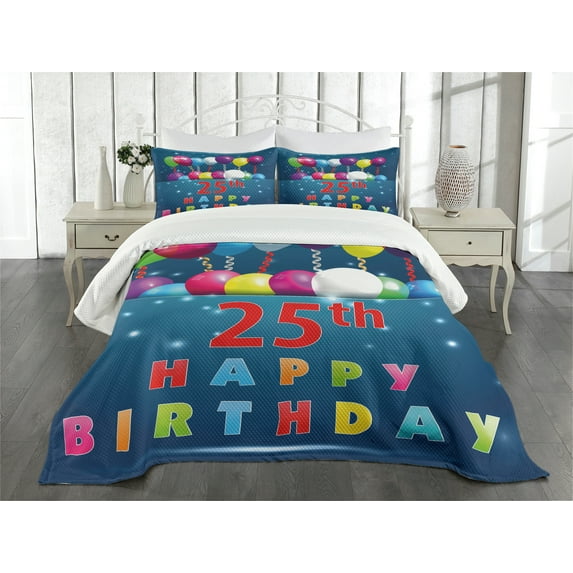 Ambesonne Colorful Quilted Bedspread Set 3 Pcs, Swirled Ribbons 25, Queen Size, Multicolor