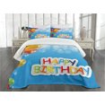 thumbnail image 1 of Ambesonne Colorful Quilted Bedspread Set 3 Pcs, Vibrant Balloons Sky, Queen Size, Multicolor, 1 of 3