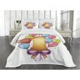 thumbnail image 1 of Ambesonne Colorful Quilted Bedspread Set 3 Pcs, Vintage Birthday, Queen Size, Multicolor, 1 of 5