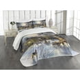 thumbnail image 1 of Ambesonne Colorful Quilted Bedspread Set 3 Pcs, Winter Rural Landscape, King Size, Multicolor, 1 of 5