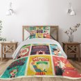 thumbnail image 1 of Ambesonne Colorful Quilted Coverlet 2 Pcs, Carnival Old Circus, Twin Size, Multicolor, 1 of 4