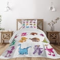 thumbnail image 1 of Ambesonne Colorful Quilted Coverlet 2 Pcs, Dinosaurs Extinction, Twin Size, Multicolor, 1 of 5
