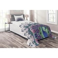 thumbnail image 1 of Ambesonne Colorful Quilted Coverlet 2 Pcs, Exotic Wild Peacock, Twin Size, Violet Blue Green Pink, 1 of 2