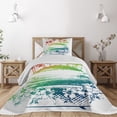 thumbnail image 1 of Ambesonne Colorful Quilted Coverlet 2 Pcs, Grunge Summer Scenery, Twin Size, Multicolor, 1 of 5