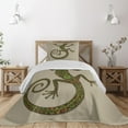 thumbnail image 1 of Ambesonne Colorful Quilted Coverlet 2 Pcs, Lizard Pattern, Twin Size, Green Tan, 1 of 5