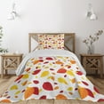 thumbnail image 1 of Ambesonne Colorful Quilted Coverlet 2 Pcs, Seasonal Fall Leaves, Twin Size, Red Orange Yellow, 1 of 5