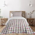 thumbnail image 1 of Ambesonne Colorful Quilted Coverlet 2 Pcs, Skulls with Flowers, Twin Size, Multicolor, 1 of 2