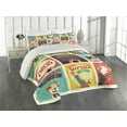 thumbnail image 1 of Ambesonne Colorful Quilted Coverlet 3 Pcs, Carnival Old Circus, Queen Size, Multicolor, 1 of 4