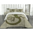 thumbnail image 1 of Ambesonne Colorful Quilted Coverlet 3 Pcs, Lizard Pattern, Queen Size, Green Tan, 1 of 4