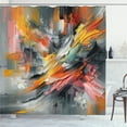 thumbnail image 1 of Ambesonne Colorful Shower Curtain, Abstract Futurist Print, 69"Wx84"L, Orange Coral Pale Grey, 1 of 4