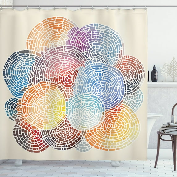 Ambesonne Colorful Shower Curtain, Abstract Mosaic Spots, 69"Wx70"L, Multicolor