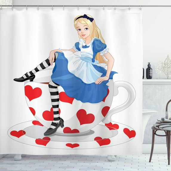 Ambesonne Colorful Shower Curtain, Alice with Cup, 69"Wx75"L, Multicolor